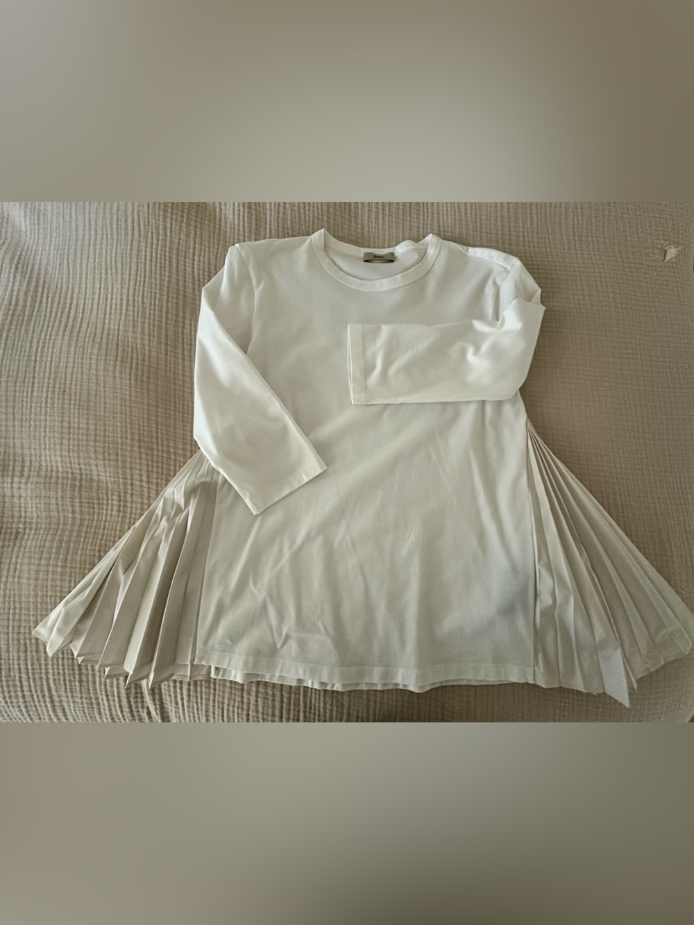 Herno Cream Pleated-Hem Long Sleeve Top for Kids